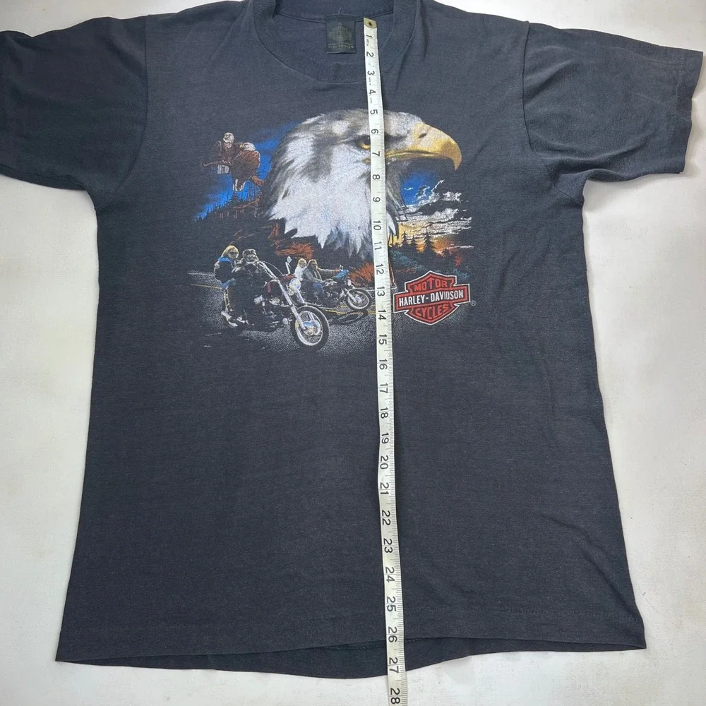 Vtg 1989 Harley Davidson 3D Emblem Eagle Biker T-Shirt XL Black Single Stitch